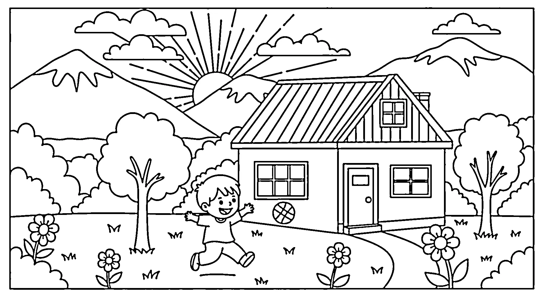 gambar pemandangan alam dan rumah